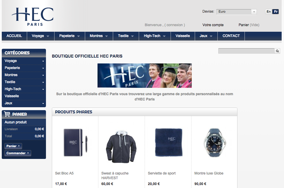HEC template boutique en ligne