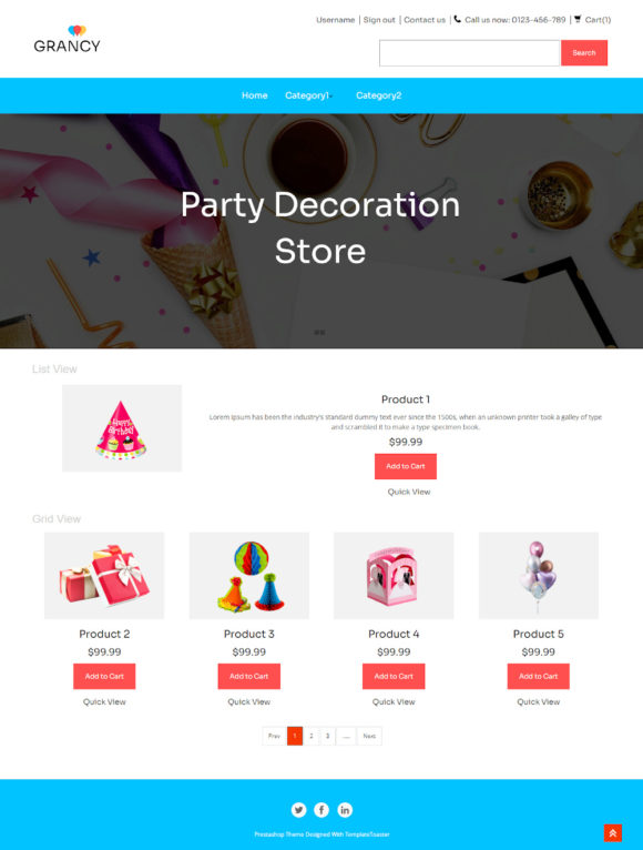 Grancy Party Decoration Store Theme