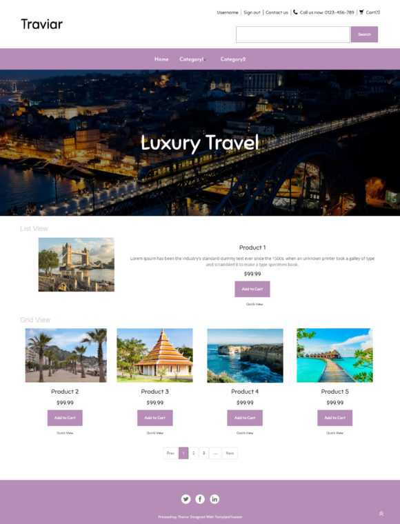 Traviar Tourist places PrestaShop Theme